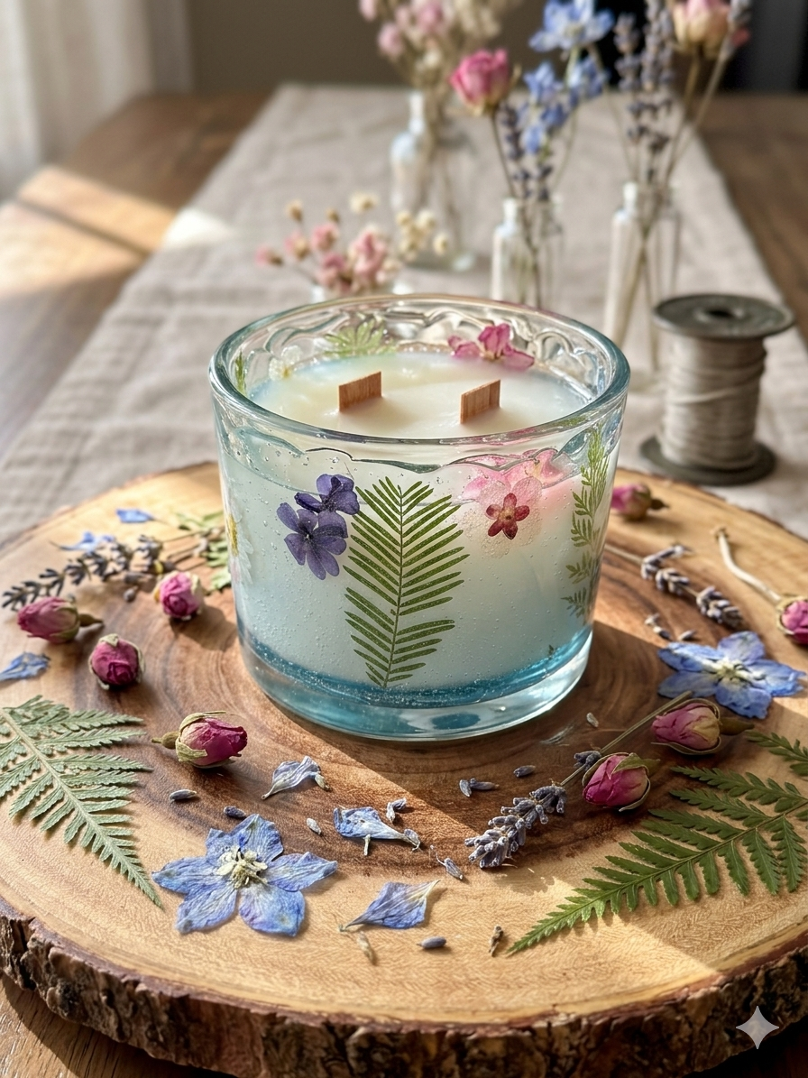 Eternal Bloom | Handcrafted Botanical Gel & Soy Hybrid Candle