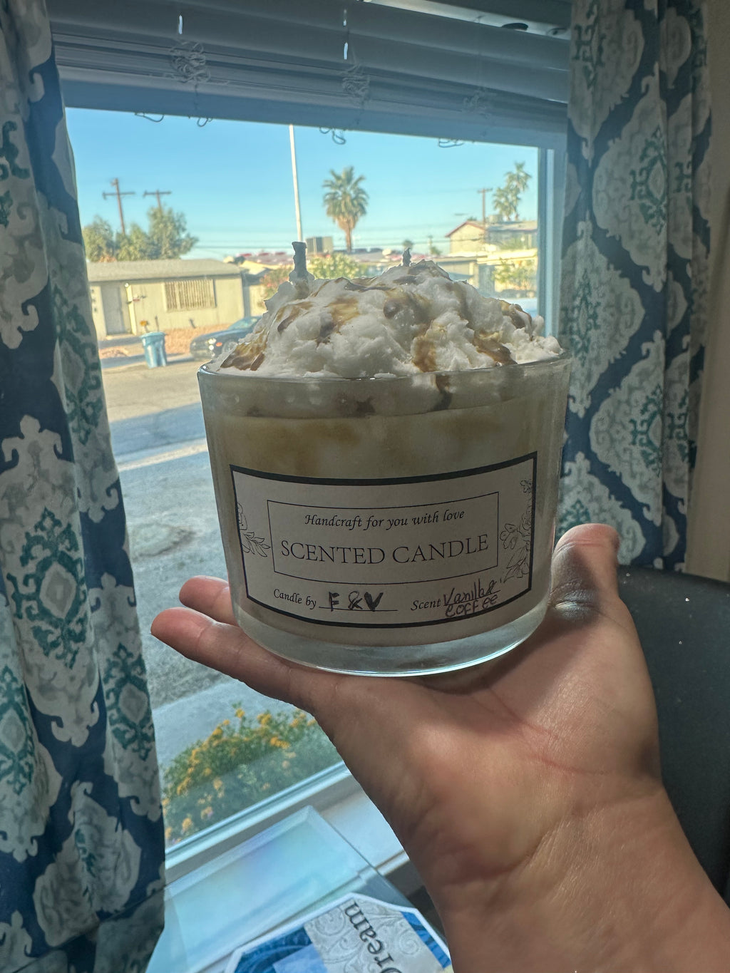 Caramel Macchiato Artisan Candle | Whipped Cream & Gold Drizzle