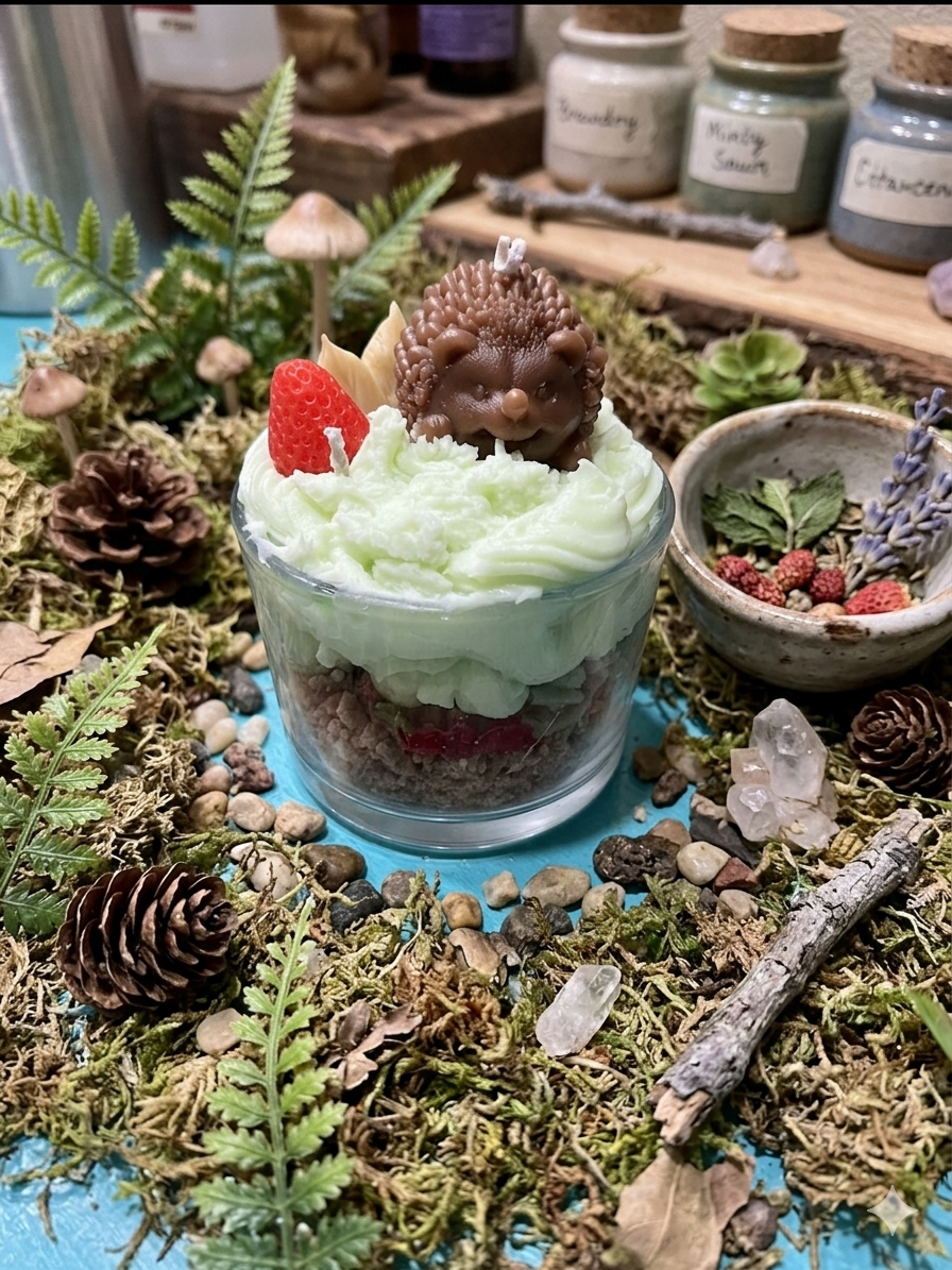 Woodland Velvet Hedgehog Candle